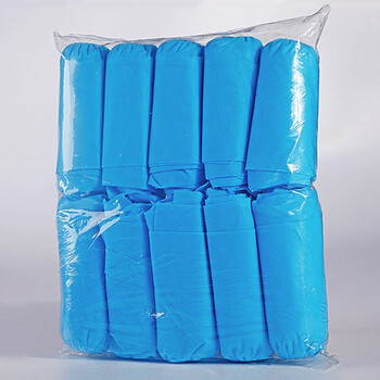 者也（ZYE）一次性鞋套 100只 蓝色无纺布机房防滑脚套 400g加厚