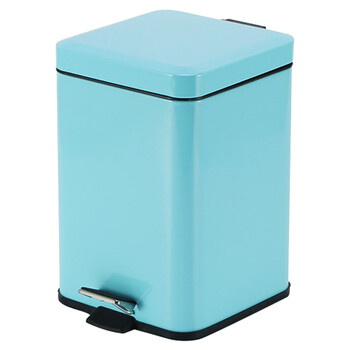 兰诗（LAUTEE）LK1020 脚踏垃圾桶方形卫生间垃圾桶办公室纸篓 金属烤漆粉色6L