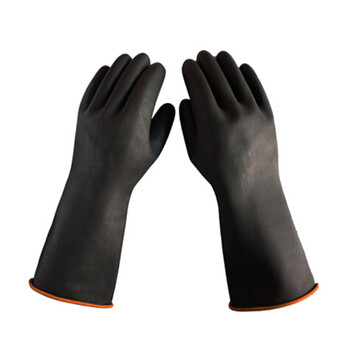 稳斯坦 WST526 耐酸碱乳胶手套 防油化工防滑劳保手套 黑色45cm