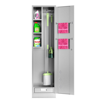 兰诗（LAUTEE）FH-1108 不锈钢单双门清洁柜卫生柜保洁工具带锁收纳柜储物柜 冷轧钢双门 厚度1.2MM