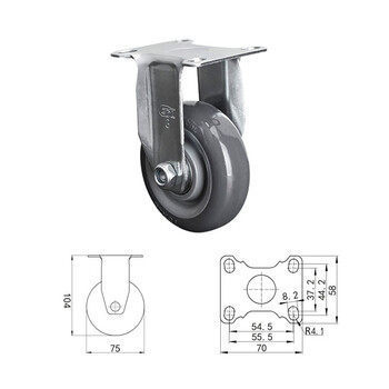 安赛瑞 定向脚轮 3英寸耐磨PU低噪音家具滑轮车轱辘滚轮 承重80kg易得力定制 16210