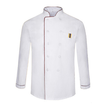 者也 长袖厨师服 春秋款酒店西餐烘焙幼儿园食堂工作服 立领上衣 170