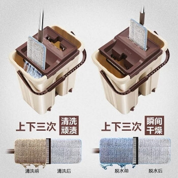 鸣固 工业清洁平板拖把 免手洗平板拖把 旋转墩布挤水拖把桶 经典款中桶 拖把桶+拖把+1块布