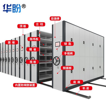 华盼 智能电动密集架仓储密集柜钢制轨道可移动式货架档案架可定制一列七组每立方单价