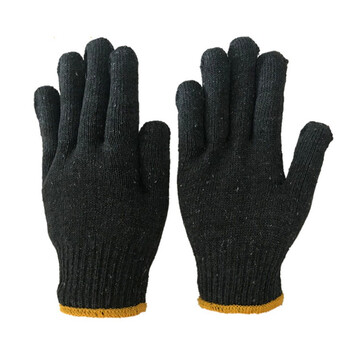 者也（ZYE）劳保棉线手套 耐磨棉纱手套 搬运维修工地装卸防滑防护手套 黑灰棉纱 1双
