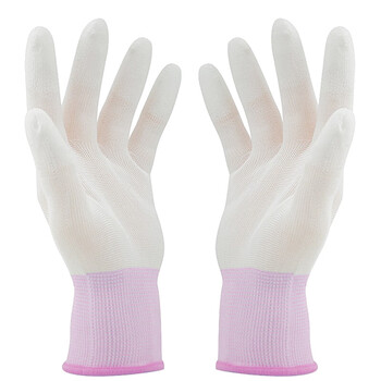 安美尚（ams）PU涂指手套涂指劳保手套尼龙防护耐磨透气无尘修车机械 定做 20副装 S码