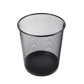 益美得 ZS-8020 金属网面垃圾桶酒店办公室圆形钢丝纸篓 黑色中号直径26.5cm