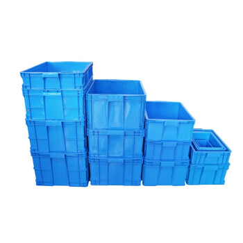 时通 塑料周转箱 物流箱加厚 储水箱 服装筐收纳 物流胶框长方形 养龟箱 不带盖350*270*130mm蓝色320-2厚
