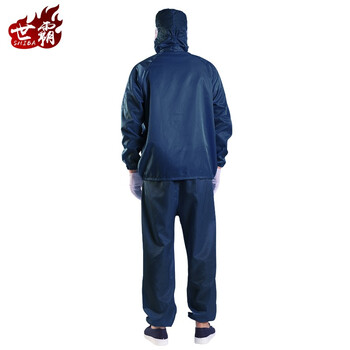 世霸 SHIBA 防静电服防尘服分体洁净服无尘车间防护服连帽分体藏青色 3XL