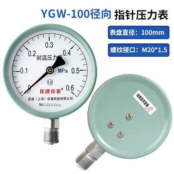 匡建仪表（CONJANT）YH-100耐高温压力表 径向水压表油压表气压表液压表 耐热 直径100mm 0-0.60MPa 