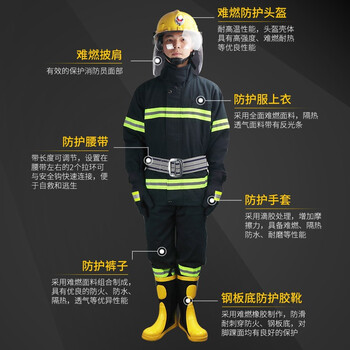 东安02款消防服六件套装消防战斗服L码175CM消防靴41码事故抢险救援服02式灭火服防火服阻燃服消防器材