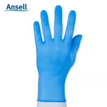 安思尔ANSELL 10-134一次性蓝色丁腈手套舒适型清洁维修护理美容美发食品餐饮加工1盒50双S#