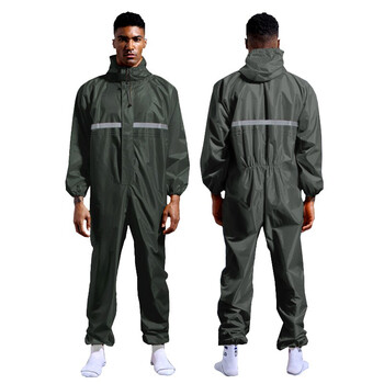 者也 多功能连体防护服防尘服带帽连体防雨劳保工作服 绿色【带反光】190/4XL
