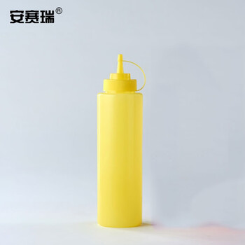 安赛瑞 存储瓶挤酱瓶 商用酱汁瓶塑料软挤压瓶 (5个装) 尖嘴细口调料存储瓶 16安黄色 450毫升 26769
