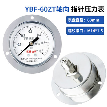 匡建仪表（CONJANT）YTN-60BFZ 不锈钢耐震压力表轴向无边 防腐蚀耐酸碱M14*1.5螺纹 0-0.6mpa 