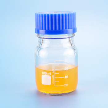 冰禹 BY-2464 蓝盖试剂瓶透明 丝口玻璃瓶 螺纹口带刻度 100ml