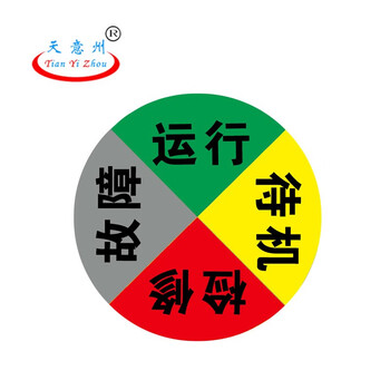 天意州 设备状态牌 吸磁式管理牌 亚克力圆形状态牌 直径20cm四区一故障（运行 待机 检修 故障）