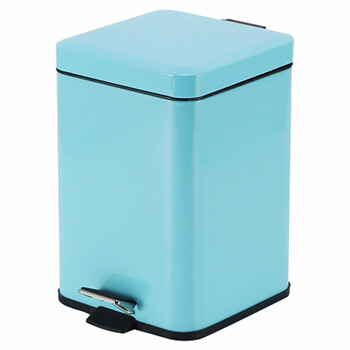 益美得 LK1026 不锈钢脚踏式垃圾桶方形卫生间脚踏带盖卫生桶办公室纸篓 12L