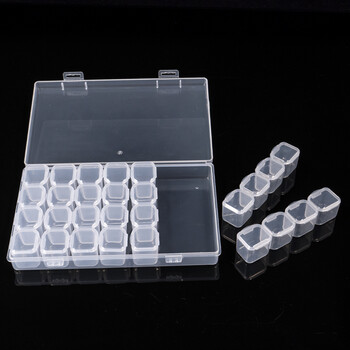 海斯迪克 HKCX-18 透明收纳盒 杂物收纳盒 多功能有盖密封塑料零件盒 7排28格白色
