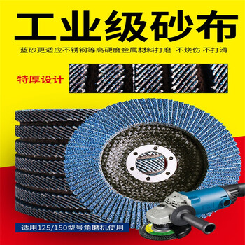 蓝凤凰 125*22 百叶轮打磨片 不锈钢磨光片大角磨机砂纸磨片百叶片抛光片 125蓝砂 【20片】