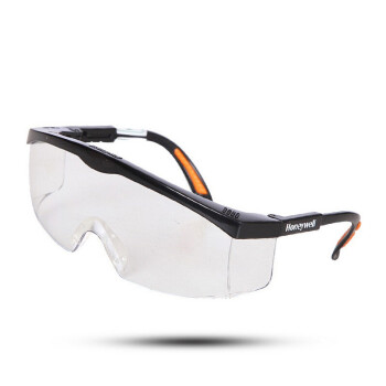 霍尼韦尔100210 S200A防护眼镜 防刮擦防冲击飞溅物眼镜（黑架白屏）*1副