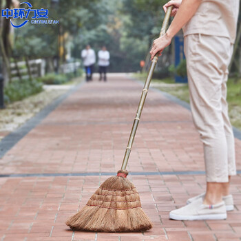 中环力安 不锈钢垃圾铲 长柄加厚棕扫把软毛手工植物鬃毛笤帚ZHLA-9025