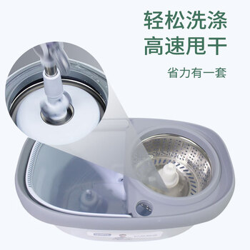 亿丽佳 旋风拖把免手洗旋转拖吸水拖布拖地桶干湿两用甩干懒人拖把木地板墩布桶拖地神器（金色摇签） 5件/组