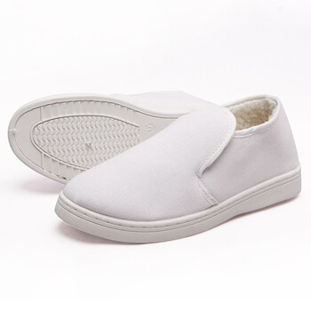 者也 防静电鞋冬季加绒棉鞋电子厂实验室无尘中巾鞋洁净防尘鞋 加绒白色【PU软底】40码