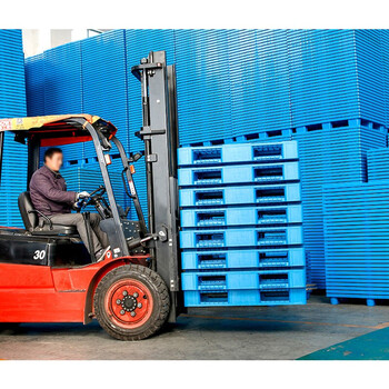 时通 塑料托盘 叉车仓库托盘网格川字1111防潮板物流垫仓库货架垫1100*1100*150全新料蓝色