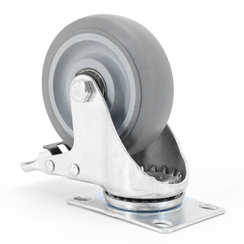 冰禹 BY-712 中型加厚脚轮 工业脚轮 推车轮子 灰色/蓝色随机发货  4寸刹车轮