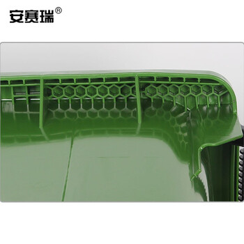 安赛瑞 环卫保洁垃圾车 手推垃圾车 660L 大容量塑料环卫垃圾车 户外物业清洁车 绿色 26849