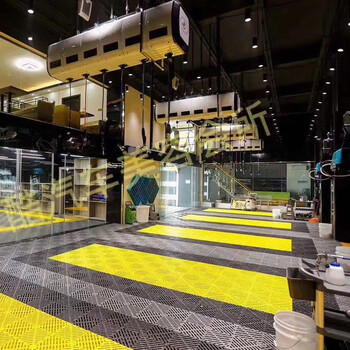 爱柯布洛 疏水格栅加固网格塑料拼接地垫pvc地漏排水垫钻石纹40×40cm×3片灰色定制