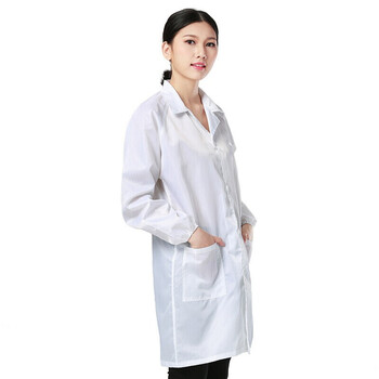 安美尚白色条纹防静电大褂10件 美的定做 XL