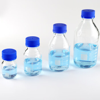 冰禹 BY-2464 蓝盖试剂瓶透明 丝口玻璃瓶 螺纹口带刻度 1000ml