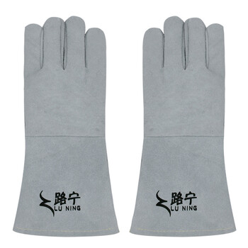 路宁 长款反绒牛皮加里焊工电焊手套 35cm