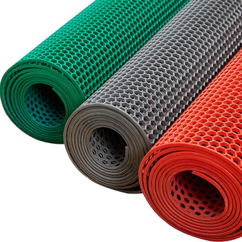 3G 新六方防滑垫 镂空地垫 大孔橡胶地垫 一次成型地垫 灰色 厚5mm*长15m*宽90cm 企业定制