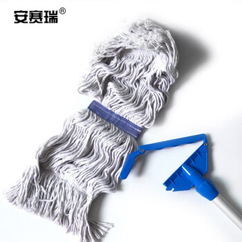 安赛瑞 商用棉拖把 夹紧式拖把地拖 榨水车拖把 蜡拖整套棉墩布拖把加厚拖把杆打可拆卸 24393