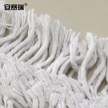 安赛瑞 木杆拖把 老式墩布尘推棉线拖把 圆头可悬挂拖把 工厂物业吸水拖布 白700572