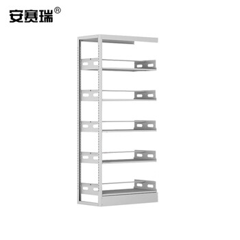 安赛瑞 钢制储物柜 存储展示架 钢制单面双面存储架 双面5层副架 灰白色 700283