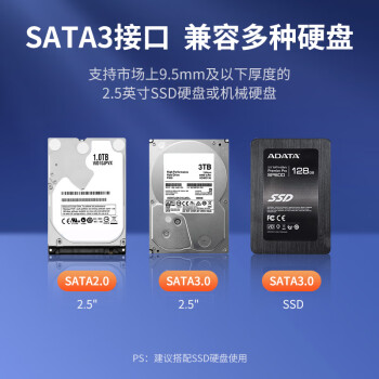 绿联2.5英寸SSD固态硬盘支架 适用9.5mm笔记本光驱位SATA硬盘托架  9.5mm厚度 