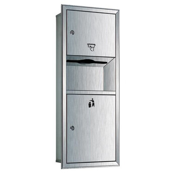 益美得LSL33267 304不锈钢三合一擦手纸箱带烘手机垃圾桶抽纸盒抽纸架挂墙式干手柜 明装160cm拉丝（加厚款）