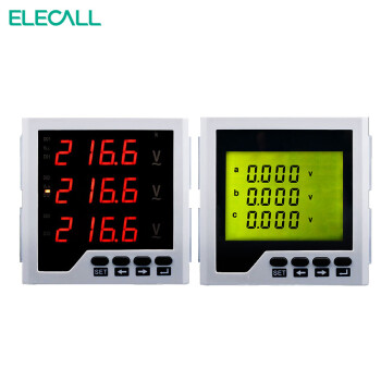 伊莱科(ELECALL)数显三相交流电压表ELE-3AV23/33/73/83/Y液晶数码交流380v 白色 ELE-3AV33 AC750V 7 