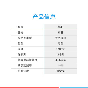 德莎tesa 单卷布基胶带管道密封修补电工胶带防水耐磨可手撕4613 黑色 50m*48mm