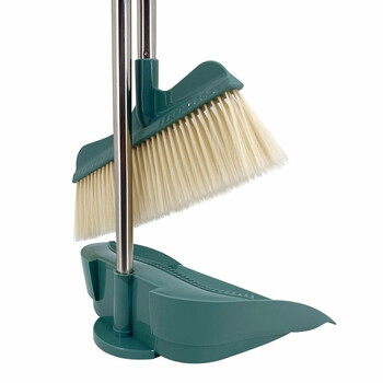 中典 H2-022 不锈钢细丝软毛扫把簸箕套装办公室扫把套装 深绿