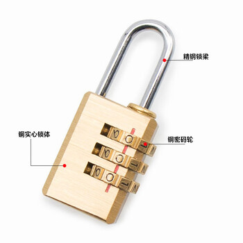 飞尔（FLYER）黄铜密码锁 防水防锈安全挂锁 行李箱包橱柜抽屉防盗迷你锁【3密码轮 283】