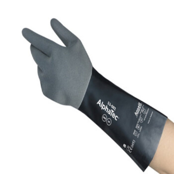 ANSELL AlphaTec® 53-001 丁腈氯丁橡胶防化手套定做 长350mm 黑色 1双9码