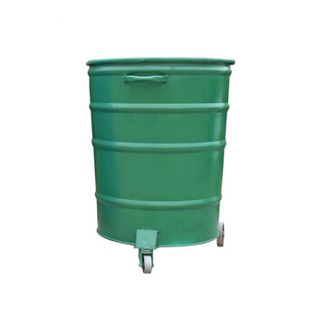 庄太太【360L带盖铁桶颜色备注】户外环卫方形挂车大号带轮垃圾桶