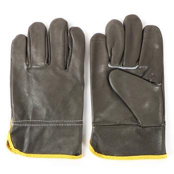 者也 短款牛皮焊工电焊手套加厚牛皮搬运耐磨劳保防护手套 深色系颜色随机发 1双