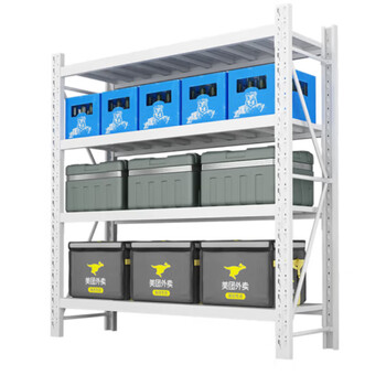 盛花 加厚钢制仓储货架物品架置物架器材架四层2000*2000*600单层500公斤灰白、蓝色