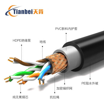 天背 Tianbei CAT5E 超五类室外双屏蔽网线305米8*0.5双绞无氧铜 TB-WJ116